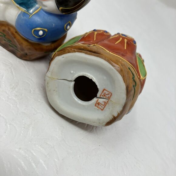 Vintage Japanese Kutani Moriage Lucky Gods Porcelain Figurines Set Lot Of 6 - Picture 8 of 16